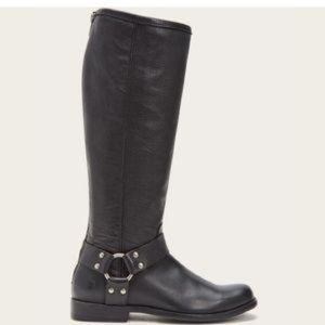 Frye Phillip Harness Tall Black Boots Size 7